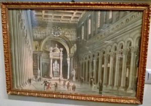 Watercolor by Gaetano Boni "Basilica of Saint Paul" in Rome 1821